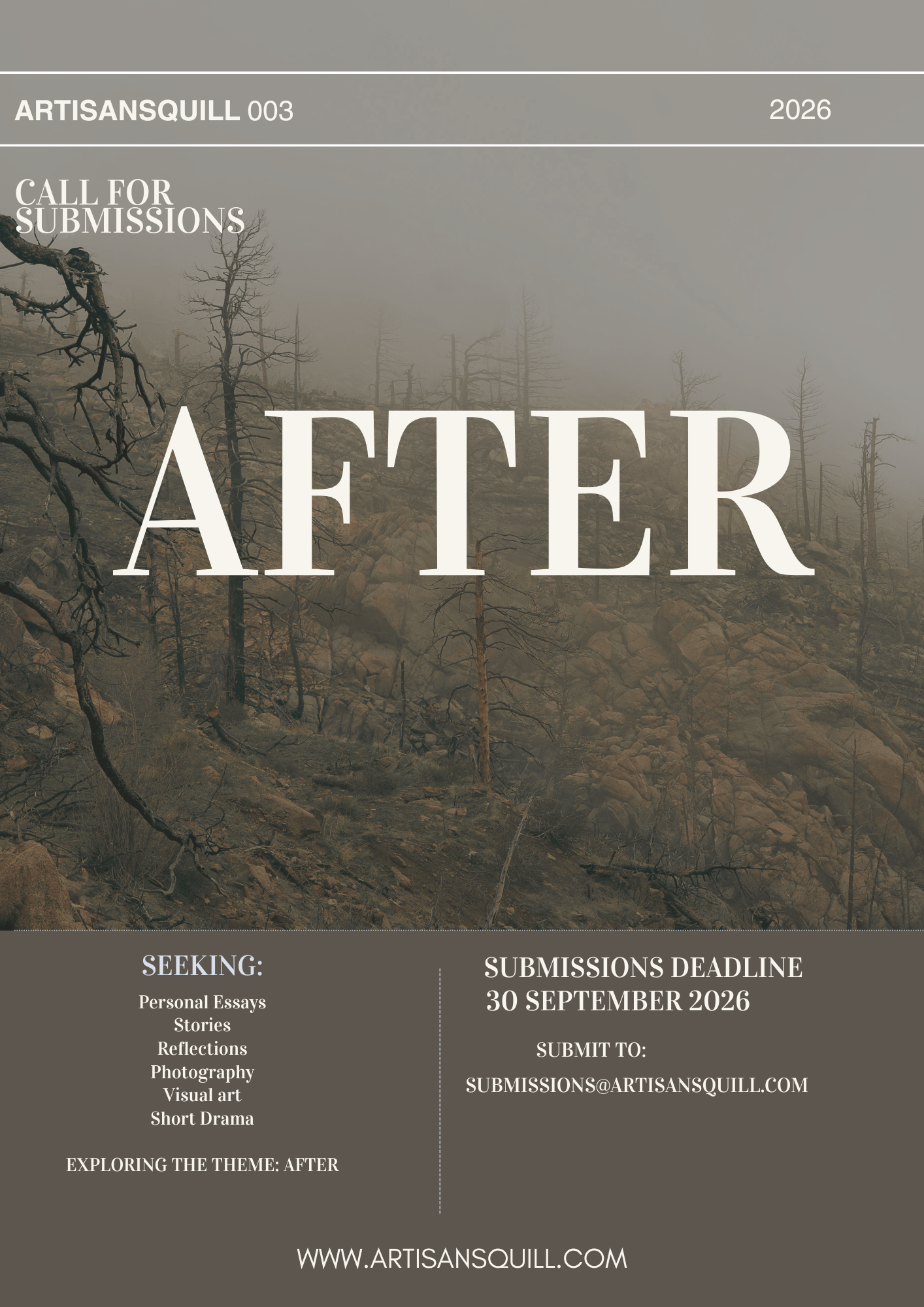 Call for Submissions: ArtisansQuill Issue 3: After – ArtisansQuill ...